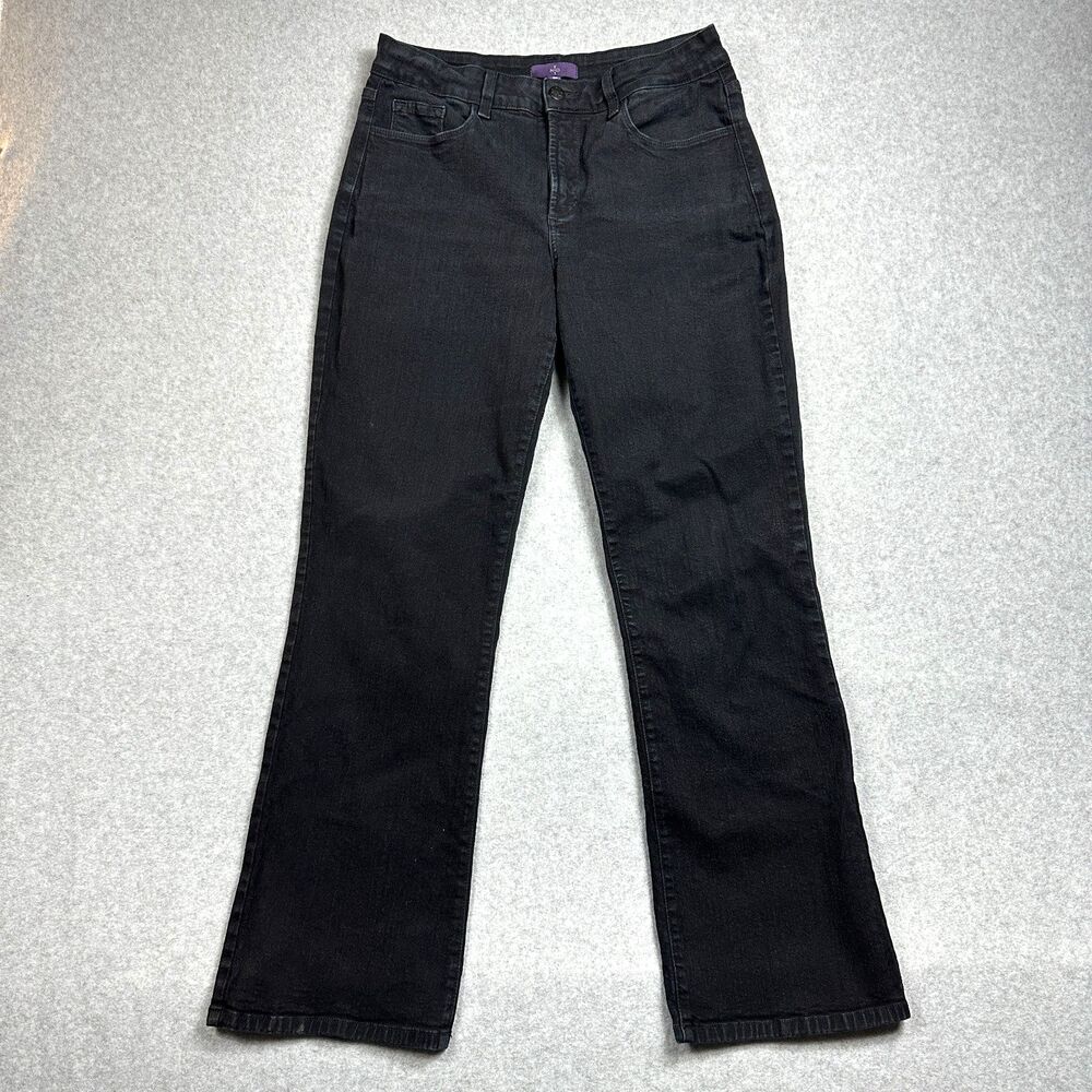 NYDJ Jeans Womens 6P Black Bootcut Stretch Mid Rise Rhinestone 5 Pockets Jeans